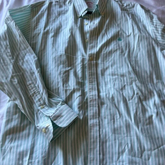 Brooks Brothers Green Striped Shirt - Picture 2 of 3
